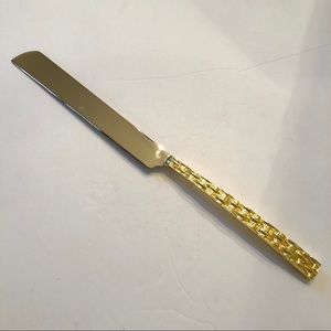 NEW Quest Collection Basketweave Cake Knife Gold Silver Stainless Steel Blade